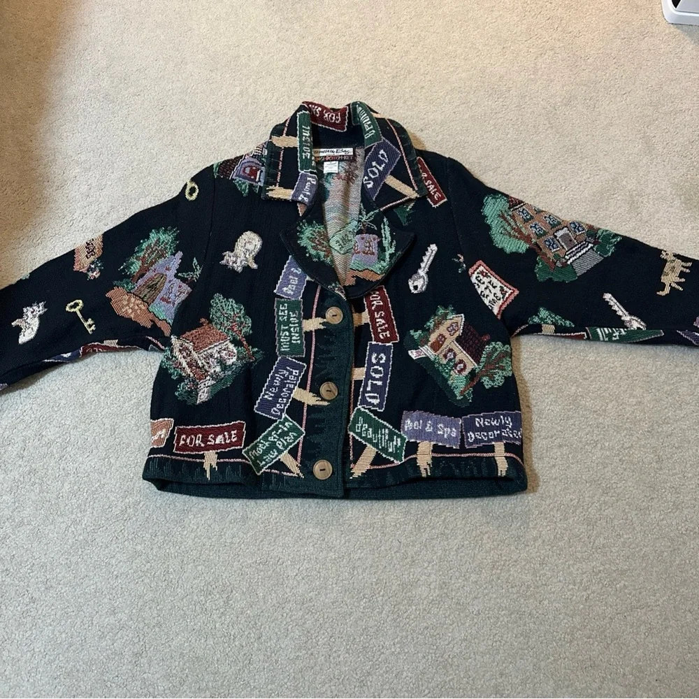 Vintage Women's Tapestry Jacket with Real Estate Theme